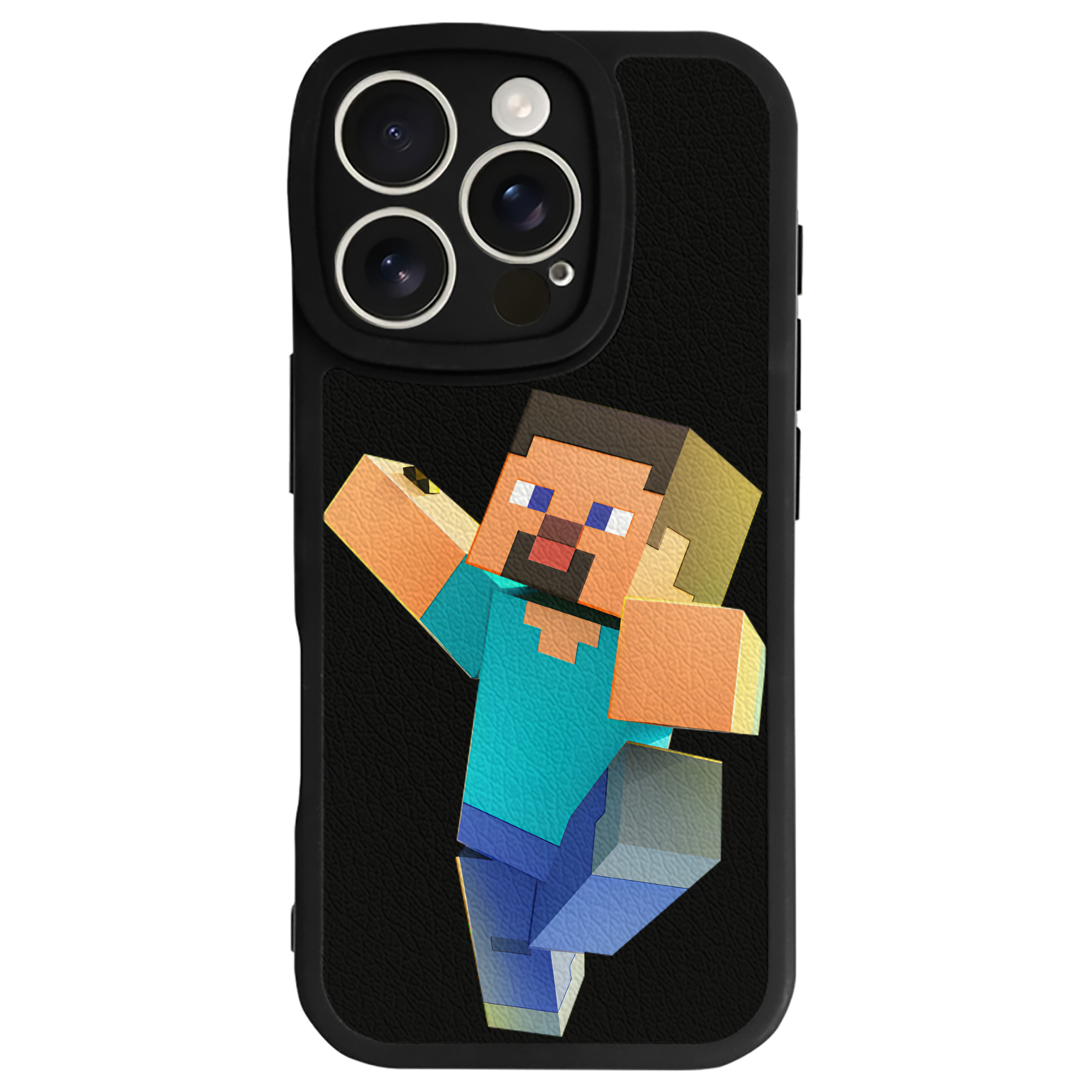 （画像用） マインクラフト ブロックの世界 Minecraft MC Block world 【iPhone 16シリーズ対応】シリコンスマホケース（レザー調） 材質：シリコン